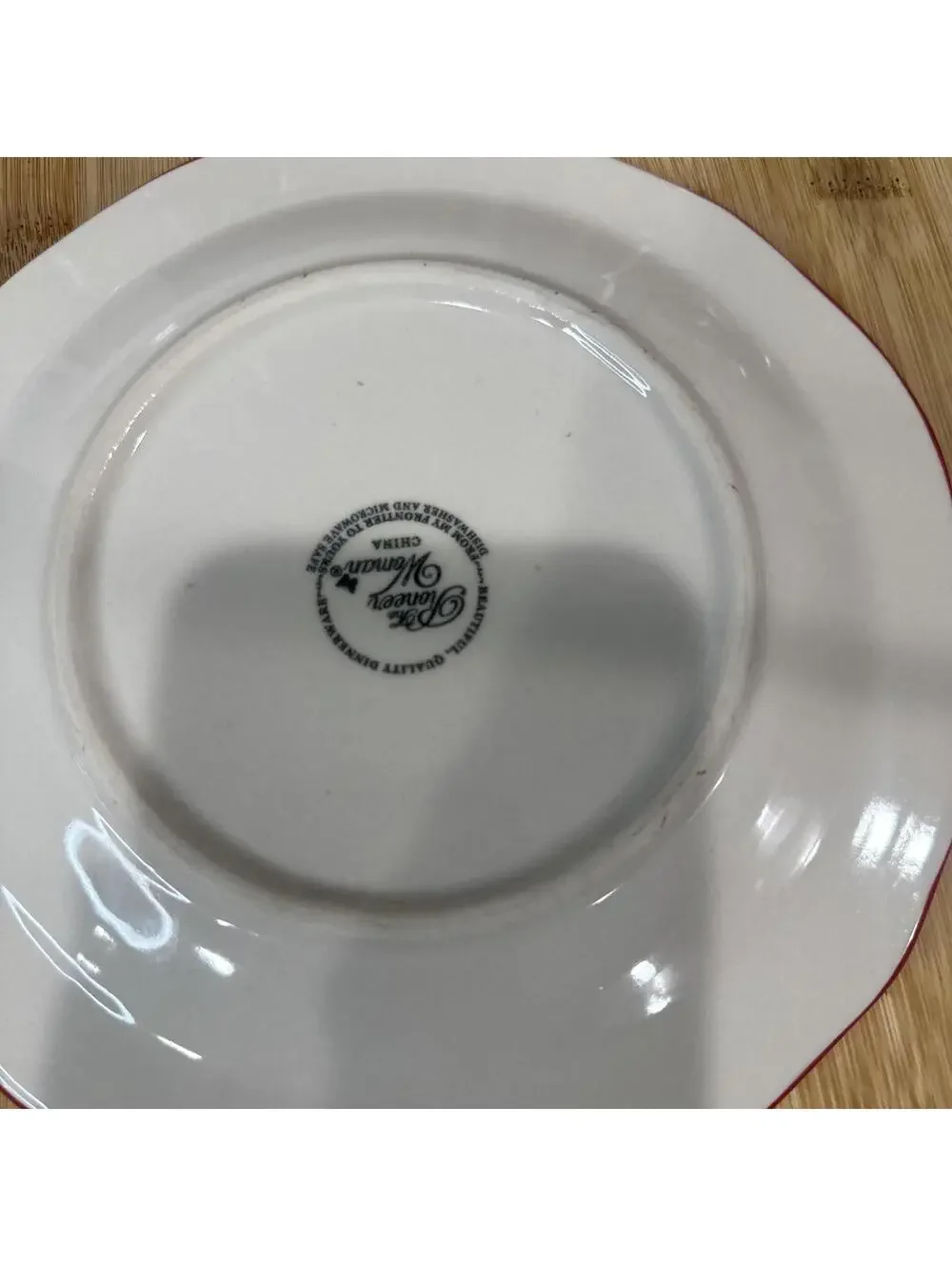 Pioneer Woman Salad Lunch Plates 2 Two Happiness Scallop Teal Dot Red Trim 8.5